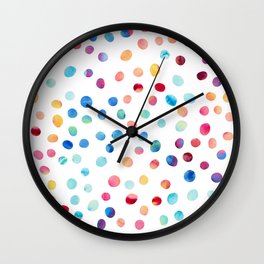 Singularity in Color, Abstract Polka Dots Speckles Texture, Cute Chic Eclectic Beans Pattern Wall Clock | Agate, Random, Abstract, Graphicdesign, Polkadots, Geometrical, Circular, Colorful, Beads, Pattern 