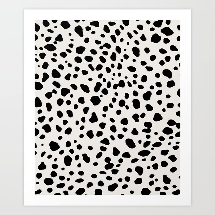 Polka Dots Dalmatian Spots Black And White Art Print