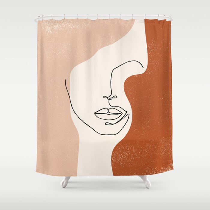 Line Facial Features Shower Curtain
