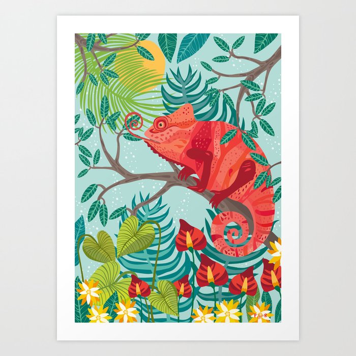The Red Chameleon  Art Print