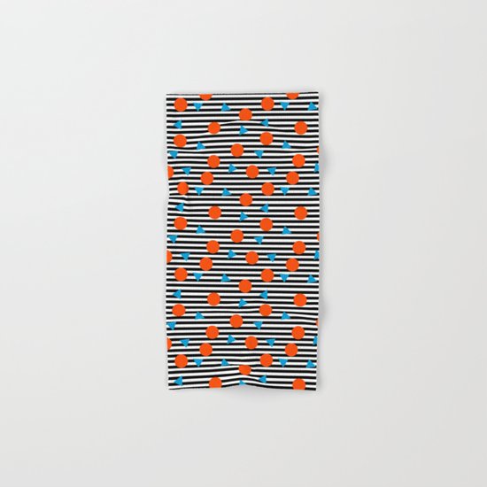 Yadda Yadda - memphis lines stripes dots triangles geometric abstract minimal print pattern wacka yo Hand & Bath Towel