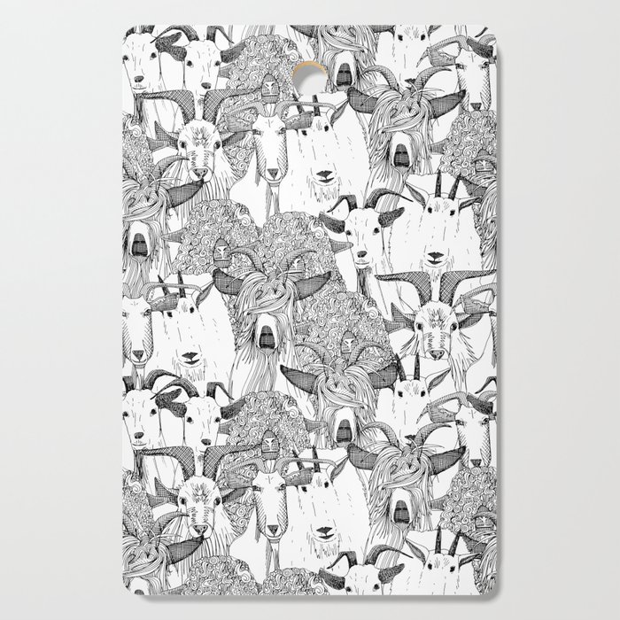 just goats black white Cutting Board