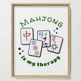 Mahjong Mah jongg game is my therapy set, gifts, tiles, table shirts, cards, bag Serving Tray