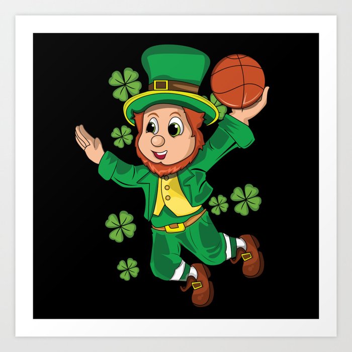 Leprechaun Basketball Shamrock St Patricks Day Art Print