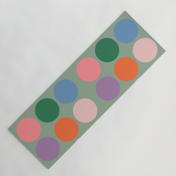 Modern Polk Dots Muted Pastel Geometric Circles Pink And Green Cool Colorful Pattern Yoga Mat