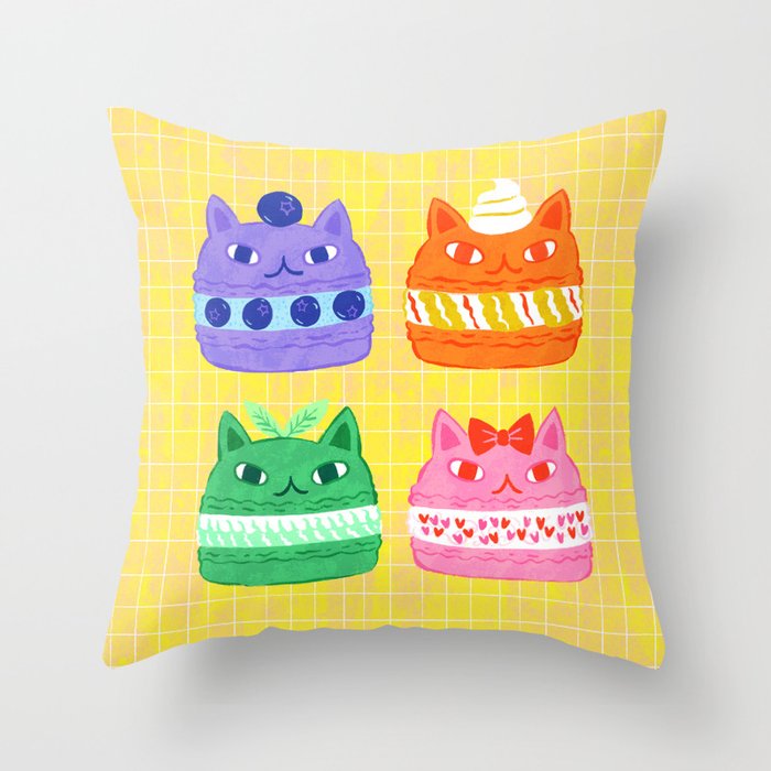 Cat Macaron Throw Pillow