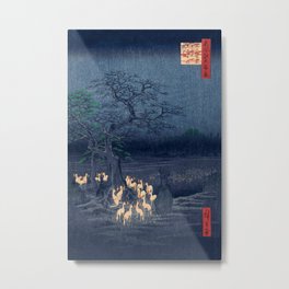 Foxes at Night Shrine Vintage Ukiyo-e Japanese Art Metal Print | Nature, Painting, Print, Hiroshige, Ukiyoe, Landscape, Art, Japanese, 100Viewsofedo, Night 