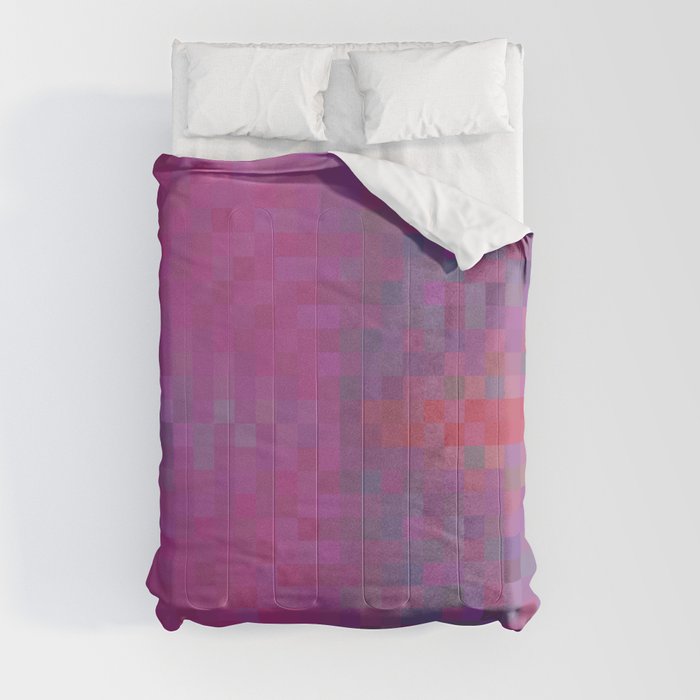 geometric square pixel pattern abstract background in pink and blue Comforter