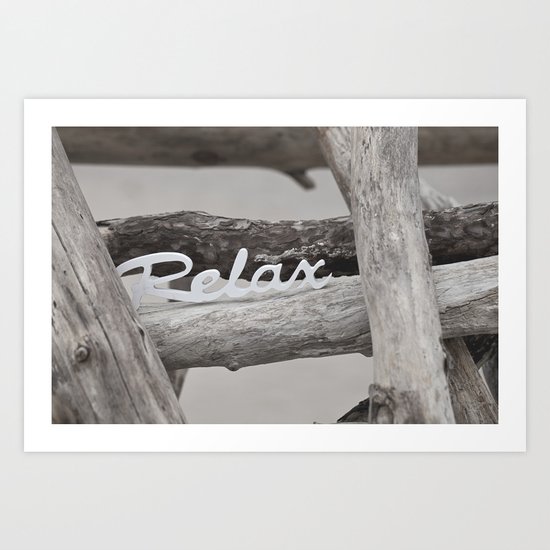 Relax driftwood summer beach Art Print