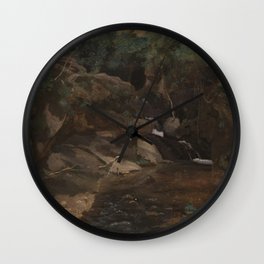 Jean-Baptiste-Camille Corot - Rocks by a Stream, Civita Castellana Wall Clock