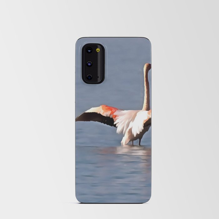 Sunbathing Or Wing-Drying Flamingo Art Android Card Case