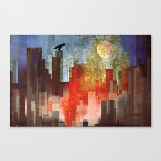 Urban Full Moon Canvas Print
