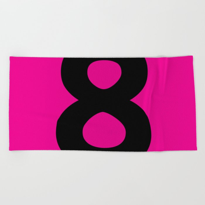 Number 8 (Black & Magenta) Beach Towel