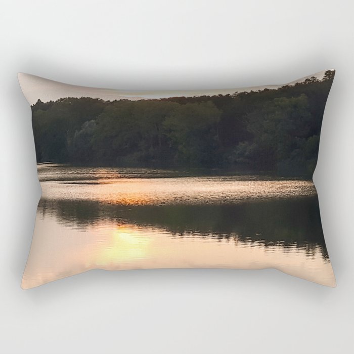 Pastel pink lake sunset landscape Rectangular Pillow