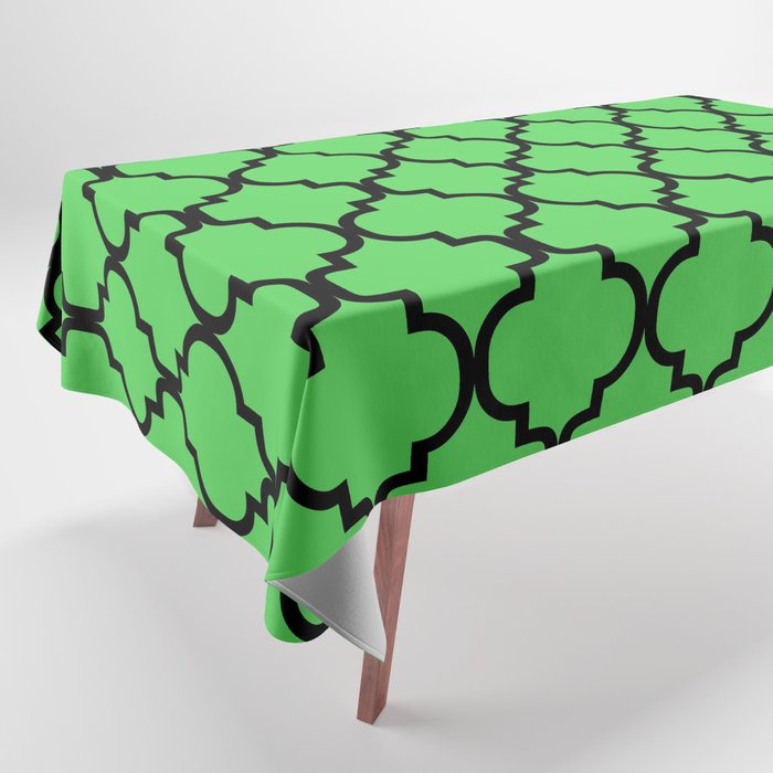 Moroccan Trellis (Black & Green Pattern) Tablecloth
