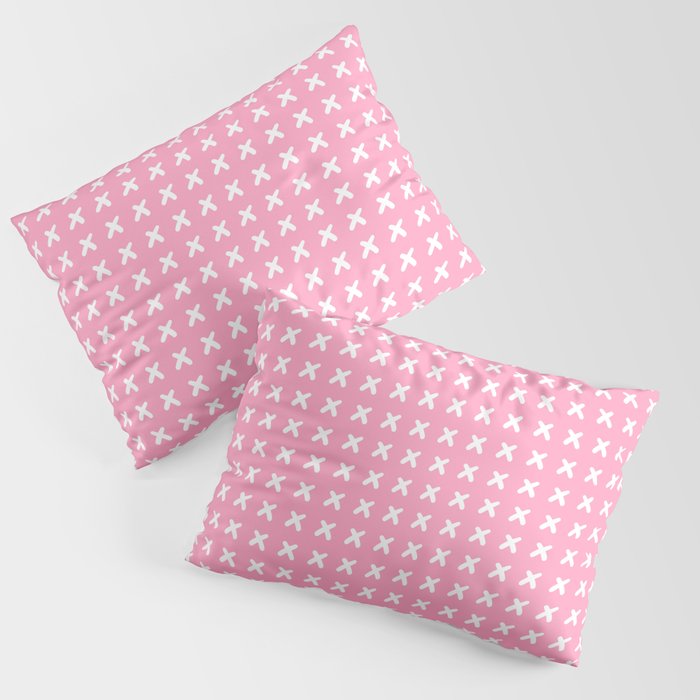 Pink pattern with white crosses Pillow Sham