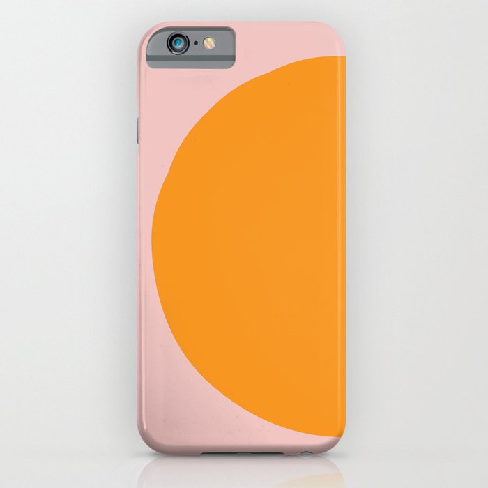 Margo Collection: Minimalist Modern Geometric Orange Circle on Pink iPhone Case