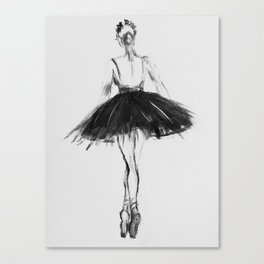 Ballerina, black white, pastel, charcoal Canvas Print