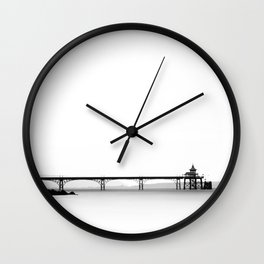 Clevedon Pier Wall Clock | Pier, Seascape, Still, Architecture, Black and White, Minimalist, Coast, Photo, Longexposure, Landscape 