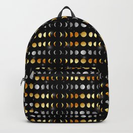 Celestial Moon phases and stars in silver and gold Backpack