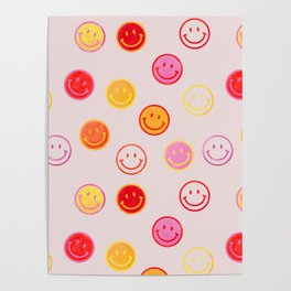 Smiling Faces Pattern Poster