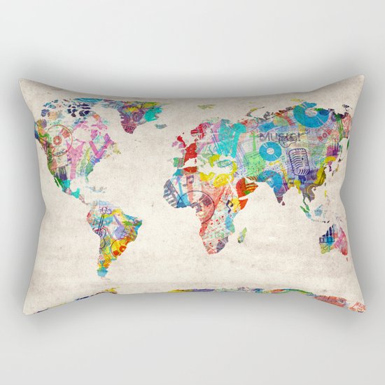 world map music art Rectangular Pillow