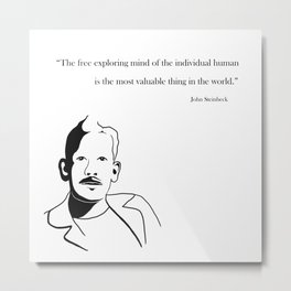 John Steinbeck Metal Print | Drawing, Books, Reading, Portrait, Quotes, Book, Novel, Ink, Booknerd, Bibliophile 