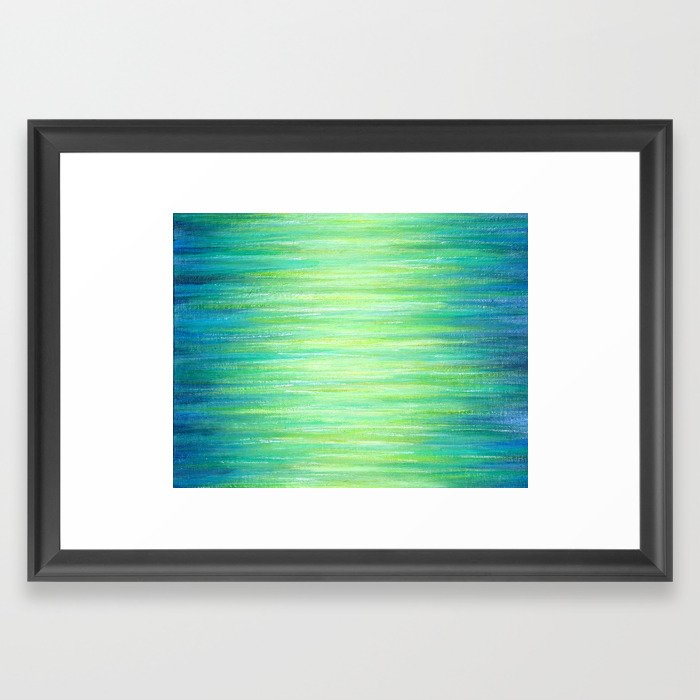 Blue Green Ombre Art Painting Print Framed Art Print By Julia