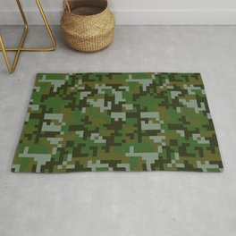 Green Pixel Army Camo pattern Area & Throw Rug