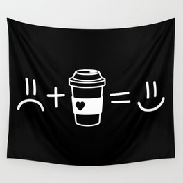 Sad Face Plus Coffee Equals Happy Face Wall Tapestry