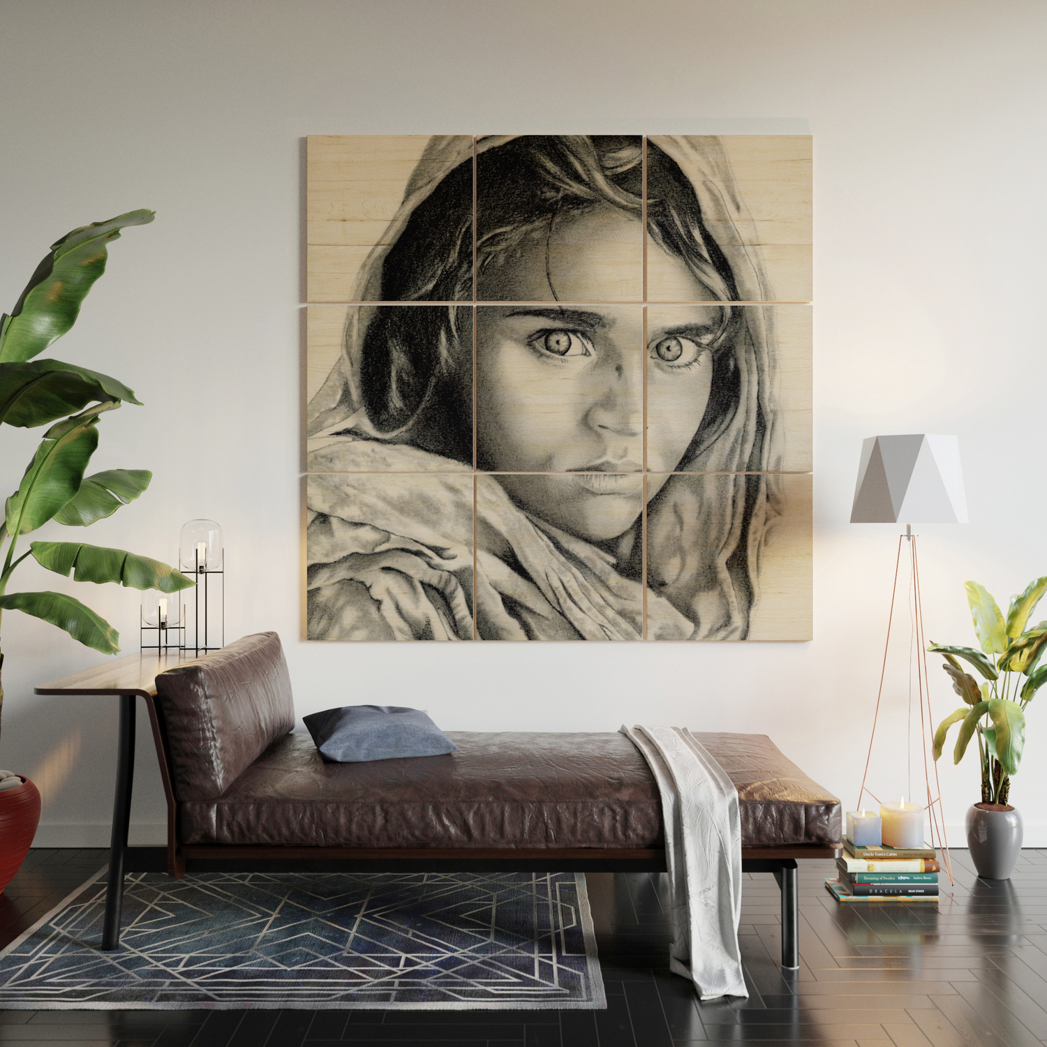 AFGHAN GIRL PHOTO PICTURE PRINT ON WOOD FRAMED CANVAS WALL ART home DECORATION 