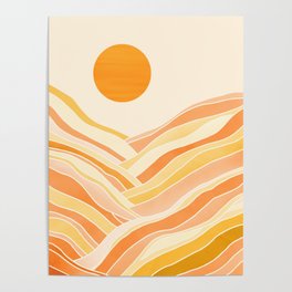 Golden Mountain Sunset / Abstract Landscape Poster