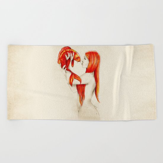 Playing Koi Beach Towel