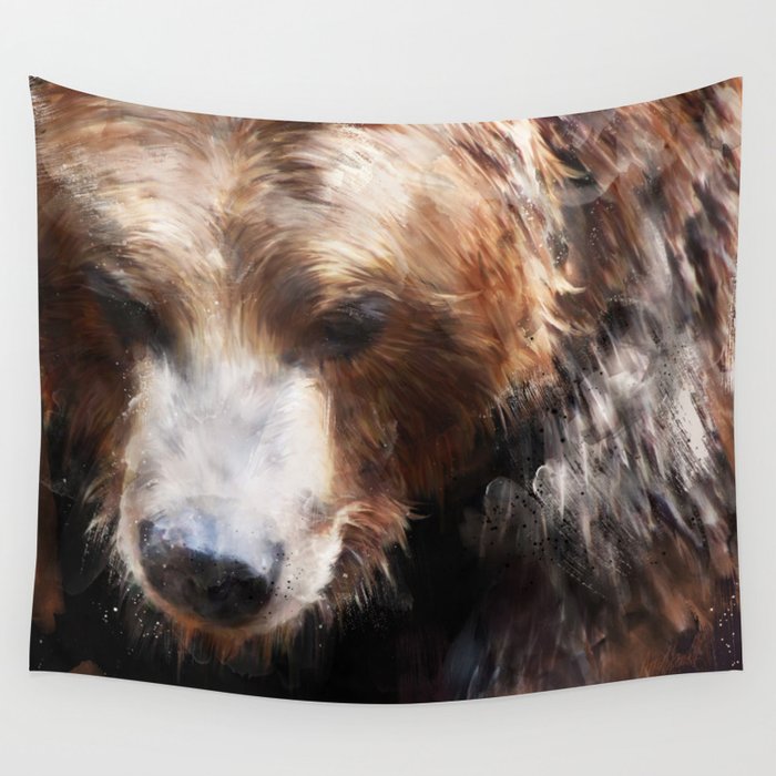Bear // Gold Wall Tapestry