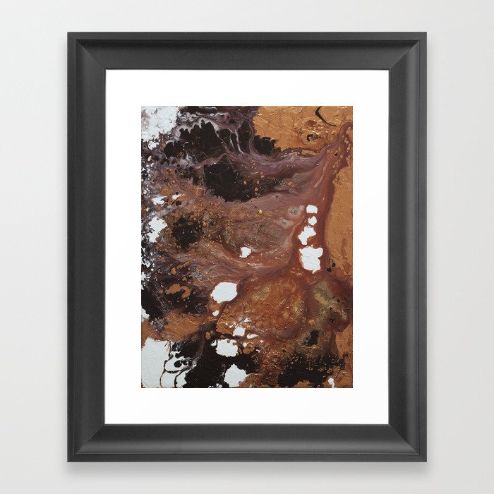 Copper abstract liquidity. Framed Art Print