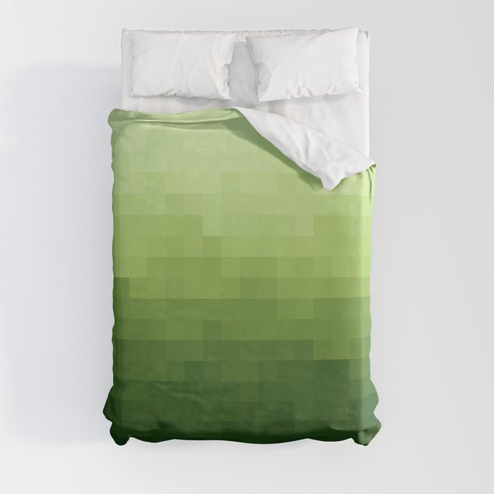 Gradient Pixel Green Duvet Cover