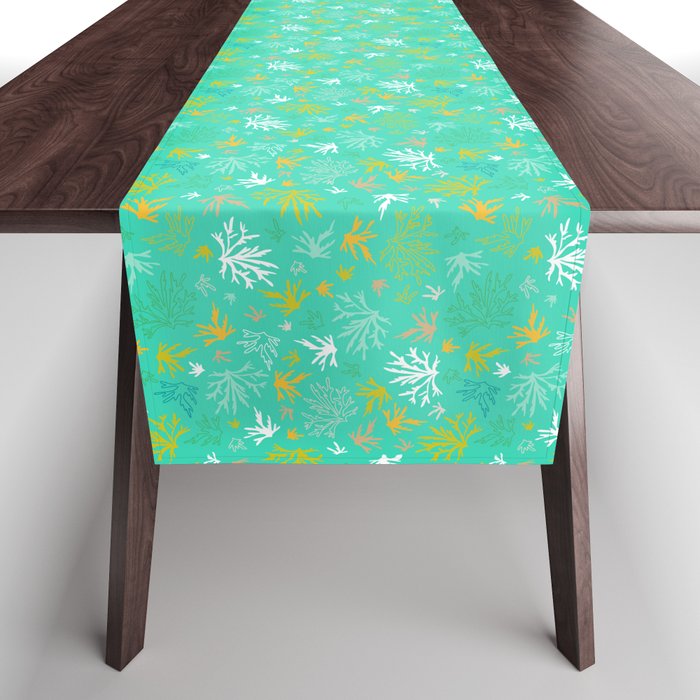 Tropical Underwater Coral Reefscape Table Runner