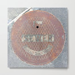 Manhole Cover - Seward Metal Print | Photo, Rust, Circle, Digital, Street, Alaska, Warm, Stormdrain, Road, Red 