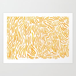 Wavy Vibes Marigold Yellow Abstract Drawing Art Print