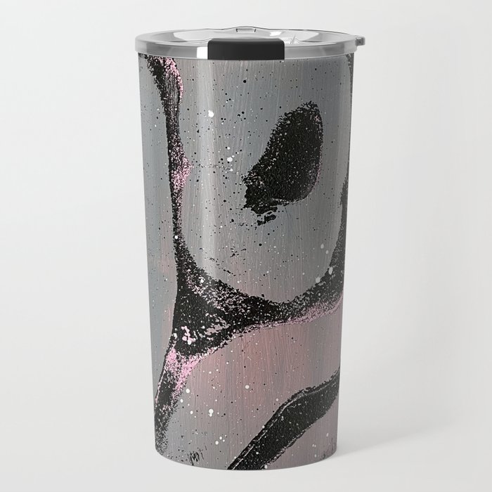 Black Gray Pink Abstract Pattern Travel Mug