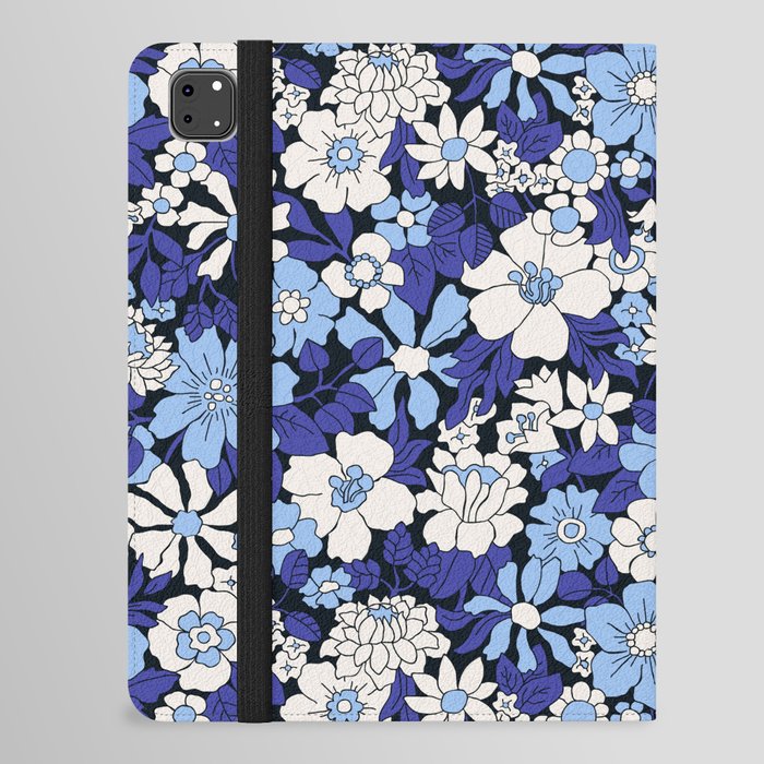 Retro Floral / blue iPad Folio Case