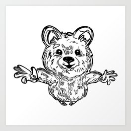 Funny Cute Wombat In Jump Art Print