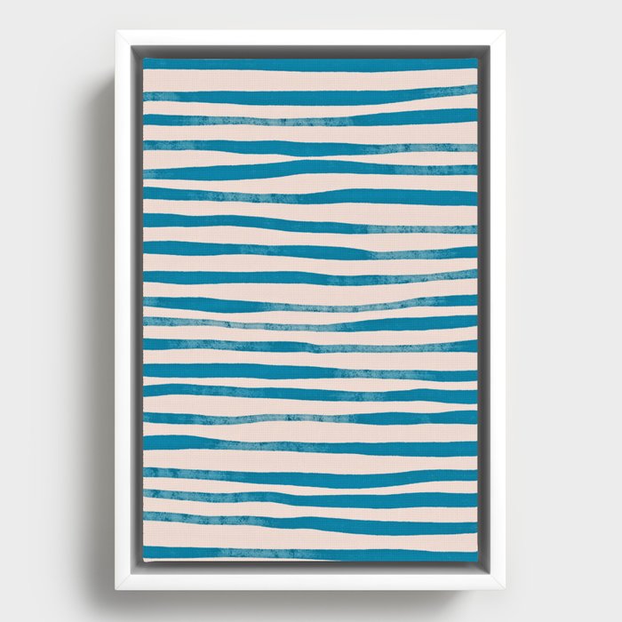 Boardwalk Blue Stripes Framed Canvas