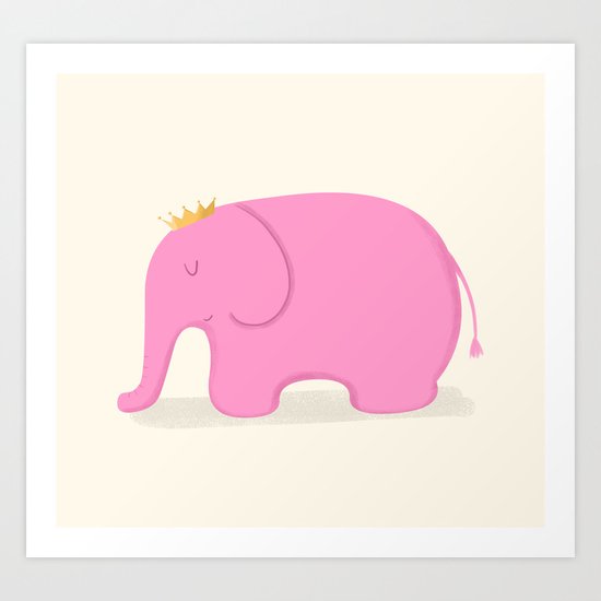 Queen Pink Elephant Art Print