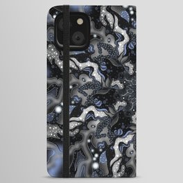 Silver & Blue Zentangle Mandala Design iPhone Wallet Case