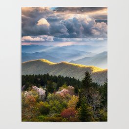 Blue Ridge Parkway NC Spring Mountains Scenic Landscape Photography Asheville North Carolina Poster