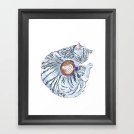Cozy Coffee Cat Framed Art Print