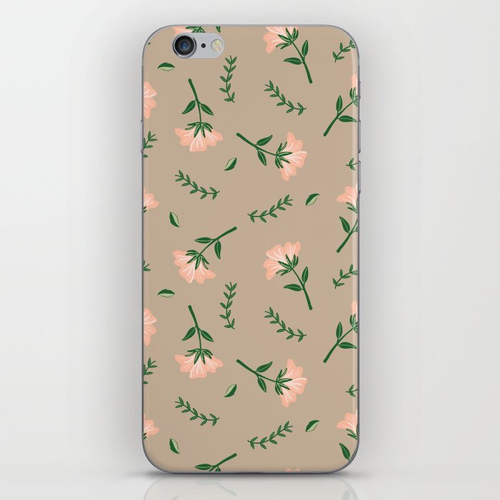 Tan Floral Pattern iPhone Skin