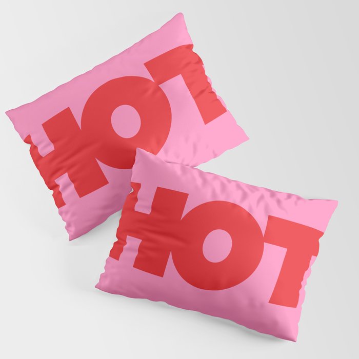 HOT | Typography | Horizontal Red on Pink Pillow Sham
