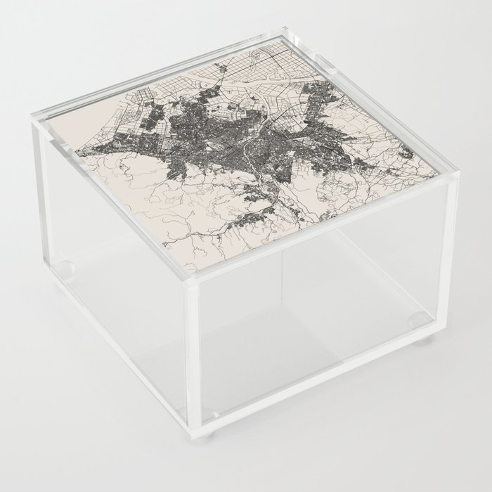 Sapporo - Japanese City Map - Black and White Acrylic Box